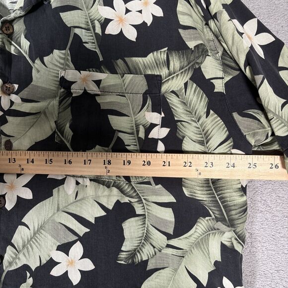 Tommy Bahama Button Down Hawaiian Shirt Men’s Size XL Floral Palms Silk Black - Picture 6 of 8